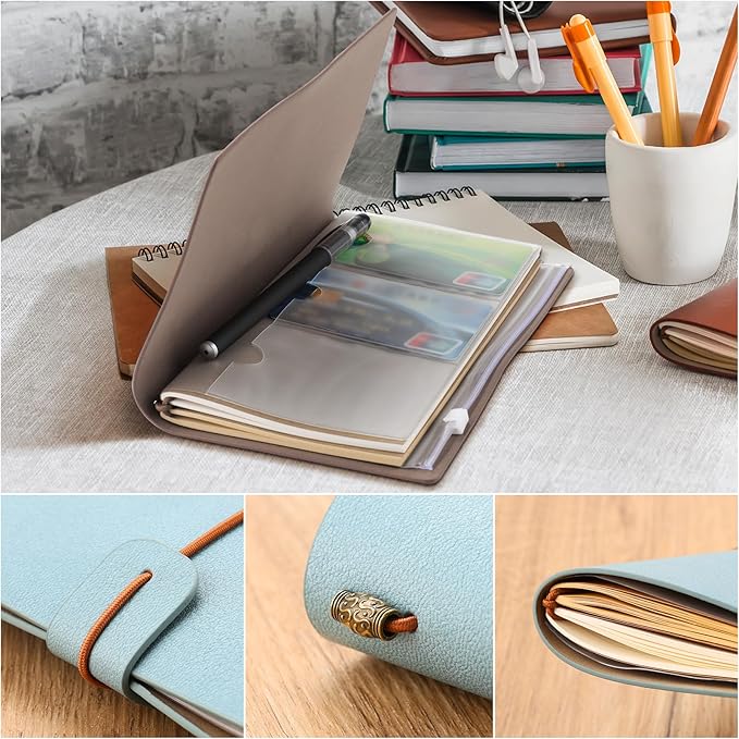 PRSTENLY Graduation Gifts Leather Journal, Graduation Gifts for Her Him 140 Page Refillable Journal, High School University College Graduation Gift Ideas for Women Men (Blue)