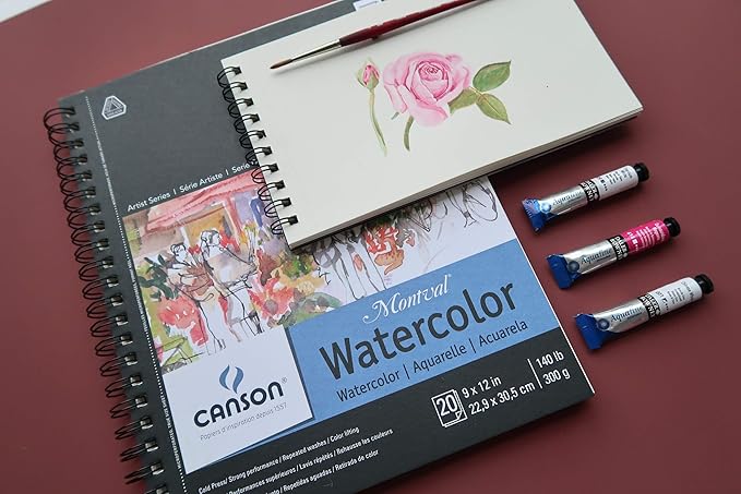 Canson Artist Series Montval Watercolor Paper, Wirebound Pad, 10x15 inches, 12 Sheets (140lb/300g) - Artist Paper for Adults and Students - Watercolors, Mixed Media, Markers and Art Journaling