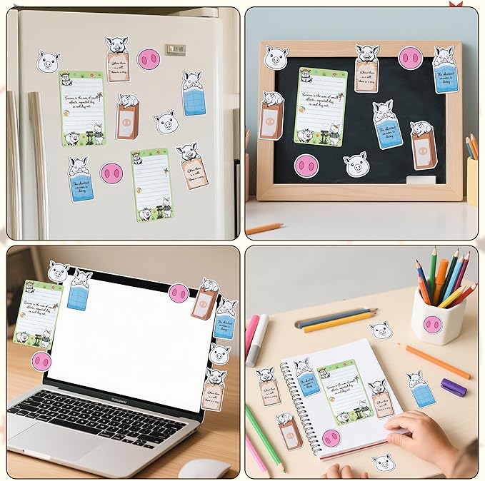 B1ykin Cute Sticky Notes Set - I Just Really Like Pig Self-Stick Notes Pad, 550 Sheets Writing Memo Pages Sticky Notepad for Teacher Appreciation Gifts, School Office Party Supplies (Funny Pig)