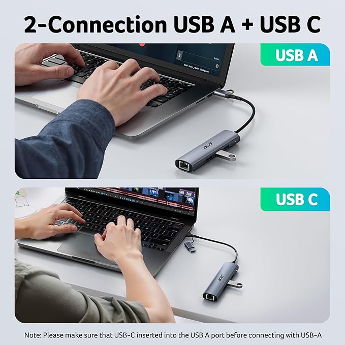Acer USB to Ethernet Adapter, USBC Hub Ethernet 1Gbps with 3*USB 3.0, Aluminum Heat Dissipation, Driver Free, USB to Network Adapter for Windows 10, 8.1, Mac OS, Laptop, MacBook Pro, iPad, XPS, etc