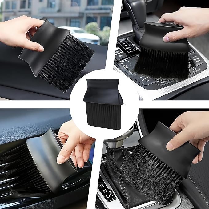 Car Interior Brush, Automotive Interior Dusting Brush, Car Interior Cleaning Brush, Bristles Detailing Brush Dusting for Car Interior, Dashboard, Air Conditioner Vents, Leather, Computer (Black)