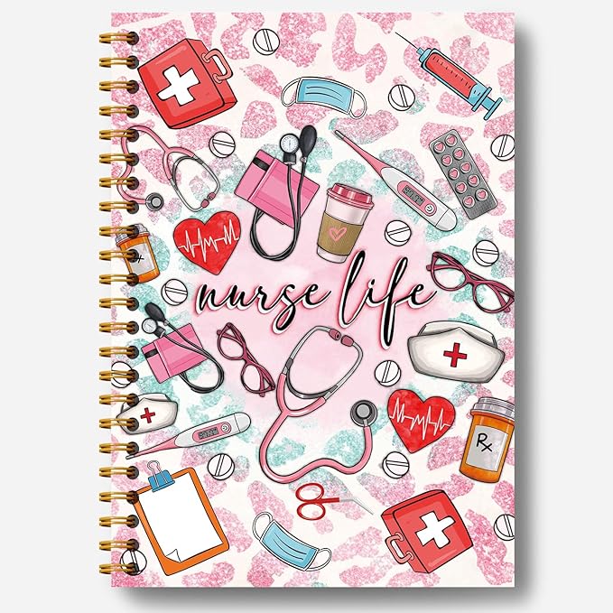 Guymn Pink Nurse Notebook Journal, Nurse Appreciation Gifts, Nursing Notebook, Nursing Medical Gifts Hardcover Spiral Notebooks 5.5x8.3 Inch