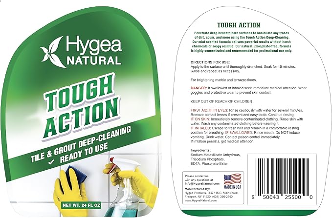 Hygea Natural Tough Action Tile & Grout Cleaner Duo - Deep Cleans Dirt & Scum, Conditions & Enhances Stone Color - Acid-Free & Residue-Free Formula (Ready to Use 24 oz, Pack of 3)
