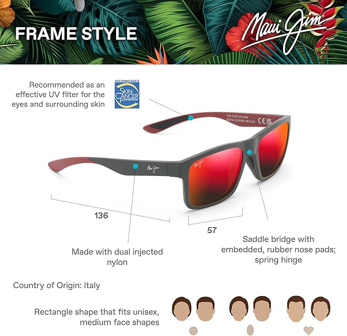 Maui Jim Polarized Men's and Women's The Flats Rectangular Sunglasses