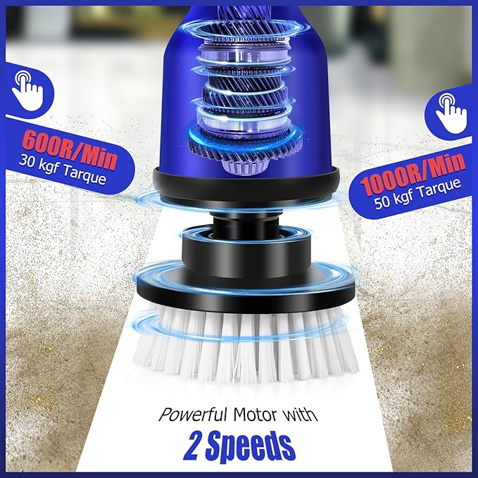 Lalafancy Bathroom Scrubber Electric with 2 Batteries, 1000RPM Cordless Spin Scrubber with 6 Replaceable Heads, Power Shower Cleaning Brush for Shower, Tile, Sink, Window, Floor, Tub, Grout
