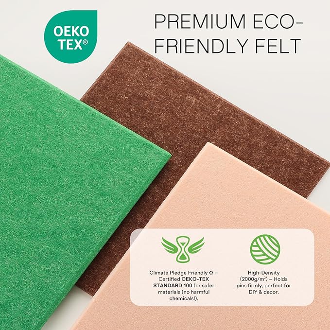 MaxGear Large Cork Board for Wall 36" x 24", Chocolate Brown Bulletin Board, 6 Pack Felt Wall Tiles with Pushpins, Cork Boards for Office Push Pin Board Tack Board Felt Board