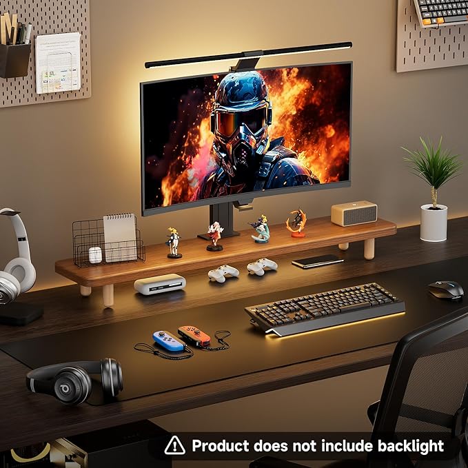 Dual Monitor Stand Riser, 39Inch Extra Long Wooden Desktop Monitor Riser with Storage for 2 Monitors Ultra Strong Desk Shelf Organizer Riser Ergonomic for 2 Screens/Laptop/PC/TV/Printer, Large, Walnut