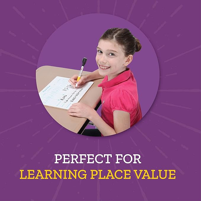 Really Good Stuff Place Value Dry Erase Boards, 12" by 9" -Set of 6- Help Students Write Large Numbers in Standard, Word, Expanded Forms, Double-Sided Practice Boards