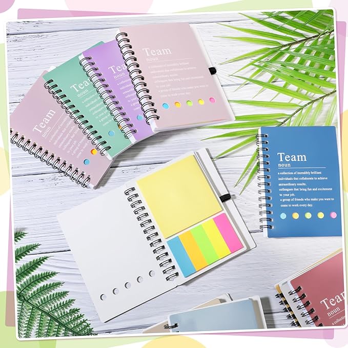 24 Pcs Employee Appreciation Gifts Bulk Team Recognition Notebooks with Sticky Notes Staff Thank You Gifts for Social Worker Teacher Nurse Coworker Office Motivation Set (Macron Color)