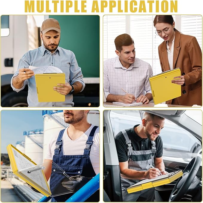Hongri Clipboard with Storage, Yellow 8.5 x 11 Folder Nursing Side Opening, Heavy Duty with Dual Compartment, Smooth Writing for Teachers, Classroom, Size 13.3 x 9.4 x 1.5 in, Office & School Supplies