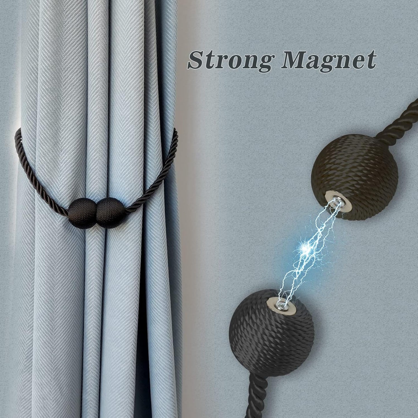 Hion Magnetic Curtain Tiebacks White 4 Pack, Curtain Tiebacks Buckles Holdbacks Holders Hooks Clip for Home Bedroom Office Decorative Thick or Thin Curtain
