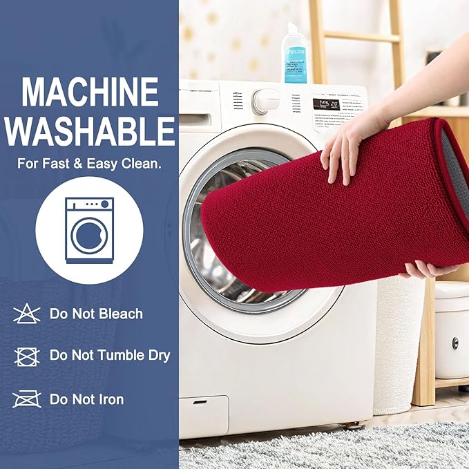 OLANLY Thick Memory Foam Bath Mats Rugs 24x16, Extra Soft Absorbent Bathroom Rug, Quick Dry Bath Mat, Non-Slip, Machine Washable Carpet for Bathroom, Tub and Shower, Home Decor Accessories, Red