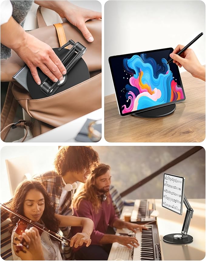 Jakeko Magnetic Portable Monitor Stand 15.6" - up to 16" 18.5" 22 inch Tablet Holder for iPad VESA Mount 75mm for Desk Adjustable Foldable 360° Swivel
