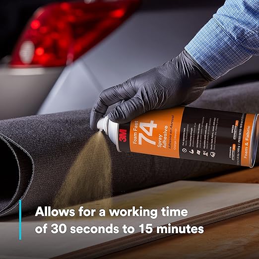 3M Foam Fast Spray Adhesive 74, Orange Color, High Strength Bonding, Fabric Adhesive, 24 fl oz Can, 16.9 oz (480 g) Net Wt, NOT FOR SALE IN CA AND OTHER STATES