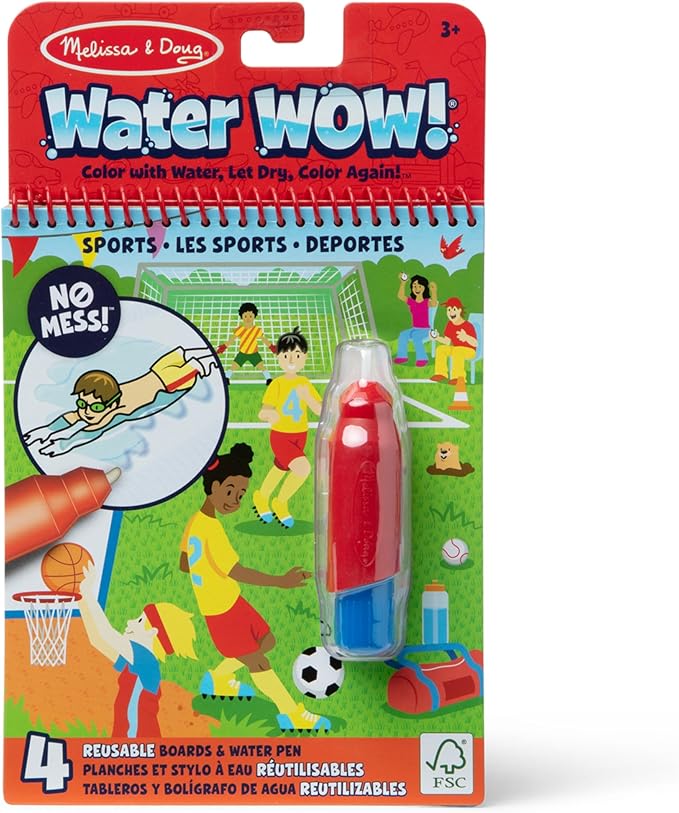 Melissa & Doug On The Go Water Wow! Reusable Water-Reveal Coloring Activity Pad – Sports