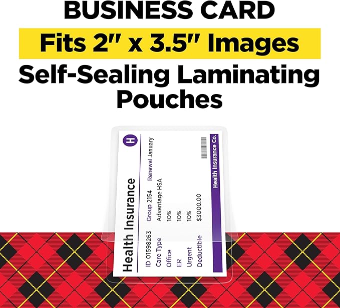 Scotch Self-Sealing Laminating Pouches, 2 in x 3.5 in Business Card Size, Great for Gift Tags, 25-Pack