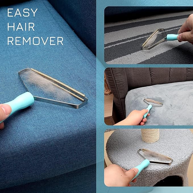 4-In-Premium Pet Hair Removal Glove & Brush Set Electrostatic Dog & Cat Grooming Tool with Lint Remover for Furniture, Carpet, Car - Reusable Magic brush Ideal Pet Supplies for Dog & Cat Hair Removal