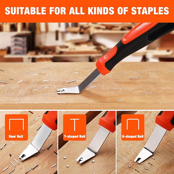 VALUEMAX 3Pcs Trim Removal Tool and Staple Remover Set, Heavy Duty Pry Tool Clip Removal Tool Staple Puller, Upholstery Tools for Removing Staples, Tacks, Auto Clip Fasteners, Door Panel, Dashboard