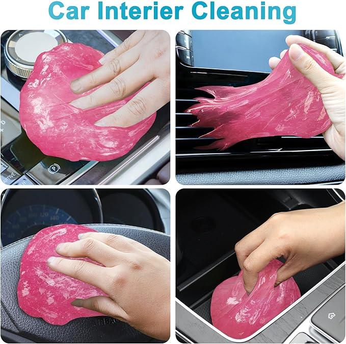 FiveJoy 4Pack Car Cleaning Gel, Car Putty for Cleaning for Interior, Reusable & Durable Detailing Tools, Dust Cleaner Gel for Keyboard Vent Cleaner Pink Slime Goop (640g/22.4oz)