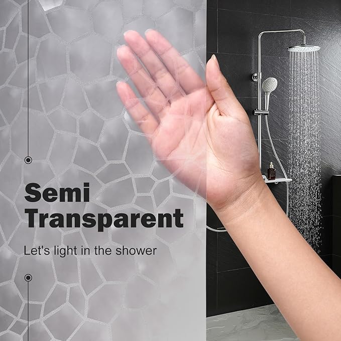 UFRIDAY Stall Shower Curtain Liner 48 x72 inches, Clear EVA Narrow Size 3D Cube Shower Liner with 2 Bottom Magnets, Water Resistant for Bathtubs, Semi Transparent