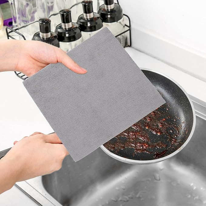Reusable Microfiber Cleaning Cloth Roll Square Absorbent Towels for Kitchen Car Home Garage Washable Multipurpose Rags in Gray
