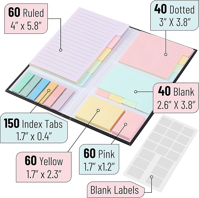 Mr. Pen- Sticky Notes Set, 410 Pack, Pastel Colors, Divider Sticky Notes, School Supplies, Office Supplies, Planner Sticky Note Dividers Tabs, Book Notes, Stocky Notes for Bible Journaling