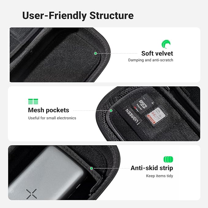 UGREEN Electronic Organizer Travel Case Pouch Bag Accessories Portable Waterproof Storage Bag Travel Essentials with Cable USB Flash Drive Charger External Battery Memory Card