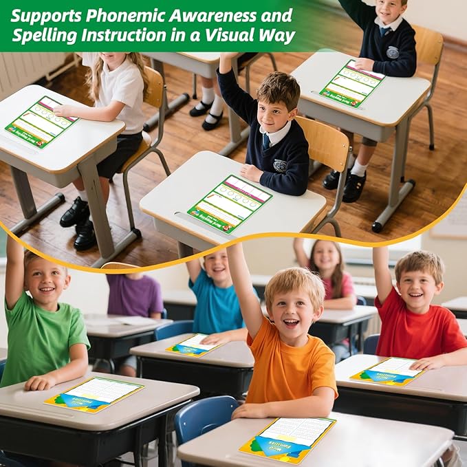 12 Packs Word Families Read and Rhyme Phonemic Awareness Dry Erase Board, Speech Therapy Phonics Games Flash Cards, Elkonin Boxes Science of Reading Spelling Manipulatives Classroom Must Have
