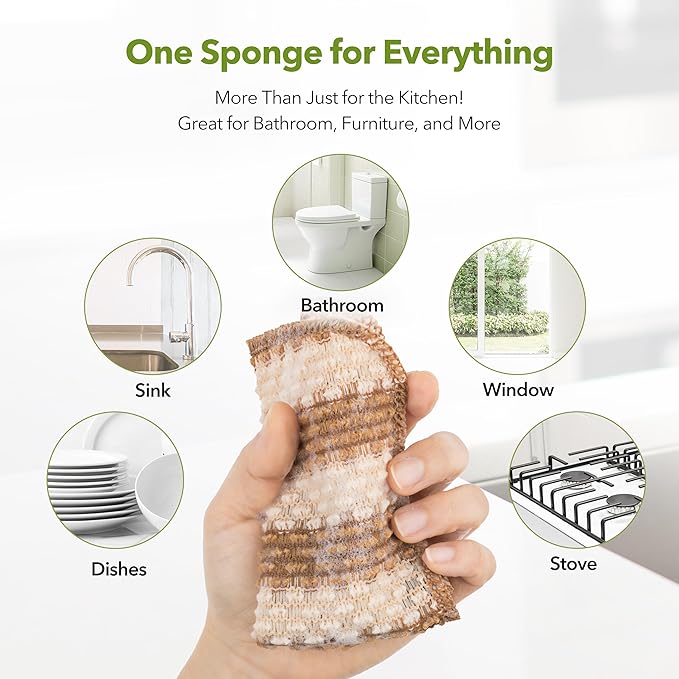 Modu 10 Pcs EcoCorn Dish Scrubber Sponges – 100% Corn Fiber, Biodegradable Dishwashing Scrub Pads for Multipurpose Household Cleaning, Odor-Free, Plastic-Free Kitchen Mesh Net (Heavy Duty 10 Count)