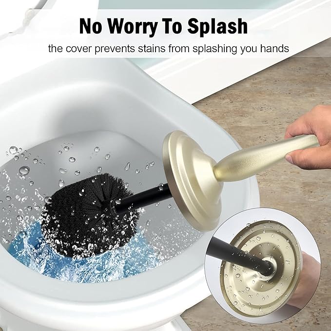 Satin Matte Soft Gold Toilet Bowl Brush with Holder, Durable Bathroom Cleaning Tool, Modern Design for Easy Toilet Maintenance, Bathroom Cleaner Brush for Efficient Cleaning and Hygiene
