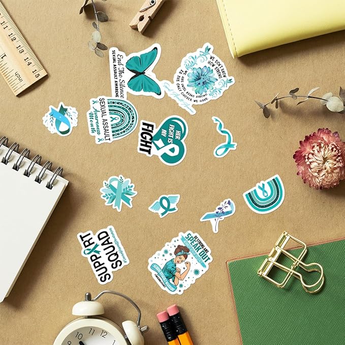 Support Squad Awareness Stickers Pack 50Pcs Vinyl Decals for Laptop Water Bottle Journal Scrapbook Waterproof Durable Set Teens Adults Advocates Mental Health