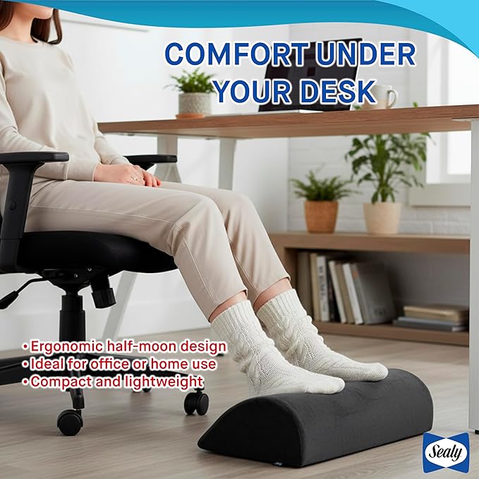 Sealy Foot Rest for Under Desk at Work – Ergonomic Foot-Stool, Foot-Rest for Couch – Versatile Footrest Underdesk for Office & Home, Small Foot-Rest for Chair, Heated Footrest Under Desk