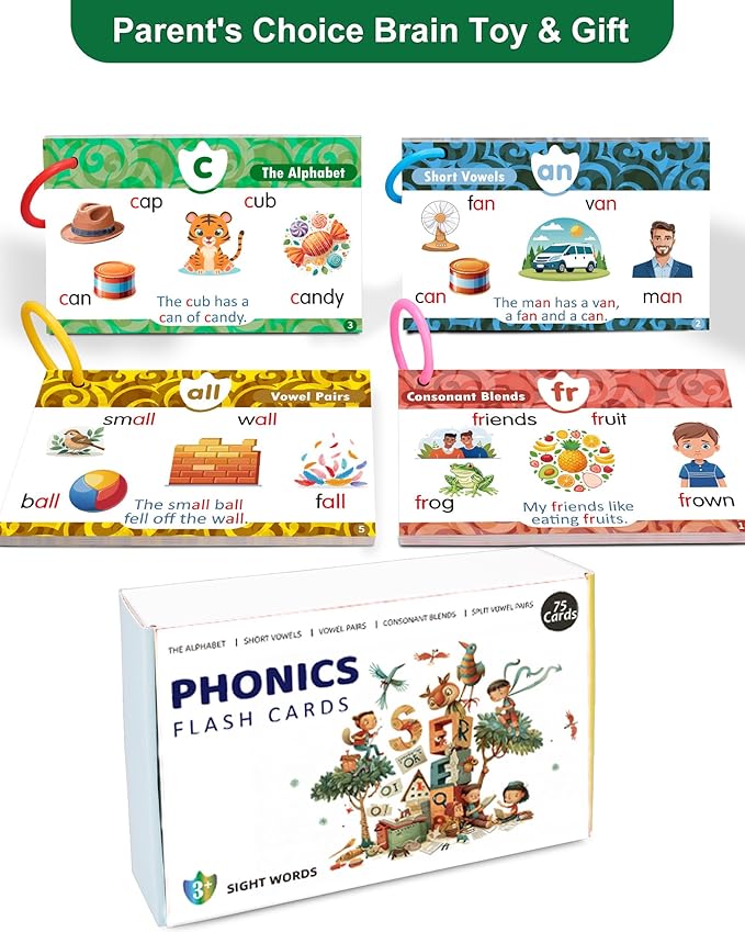 Phonics Flash Cards for Kids 4-8 | Learn to Read with CVC Words & Sight Words | Kindergarten&Preschool Learning Activities with Colorful Illustrations | Educational Homeschool Gifts for Boys & Girls