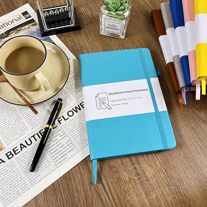 Notebook Journal, College Ruled Notebook Lined A5 160 Pages,Hard Cover Journals for Writing, Notebooks for Work Office School Women Men,5.7 inches x 8.4 inches(Light Blue)