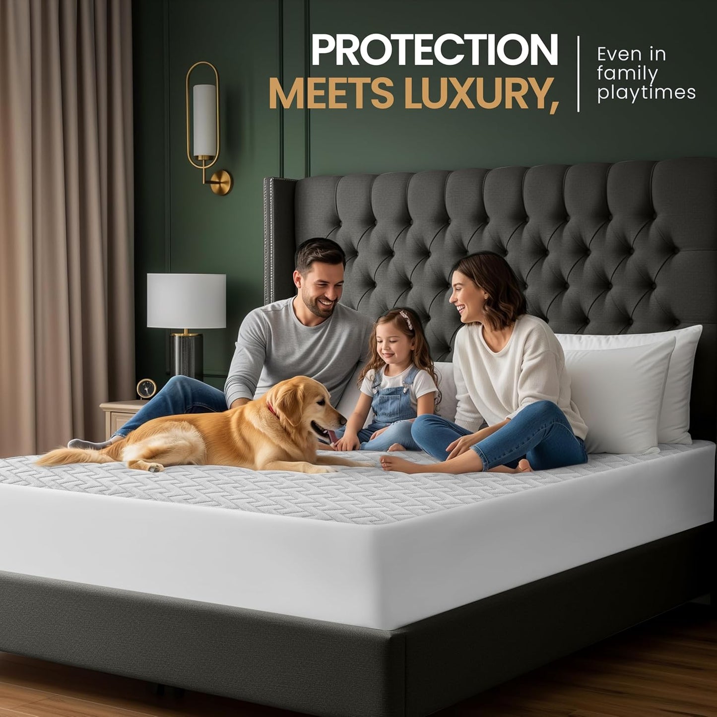 Utopia Bedding Waterproof Mattress Protector California King Size, Premium 3D Air Soft Fabric Mattress Cover, Fits 17 Inches Deep, Breathable, Fitted Style with Stretchable Pockets