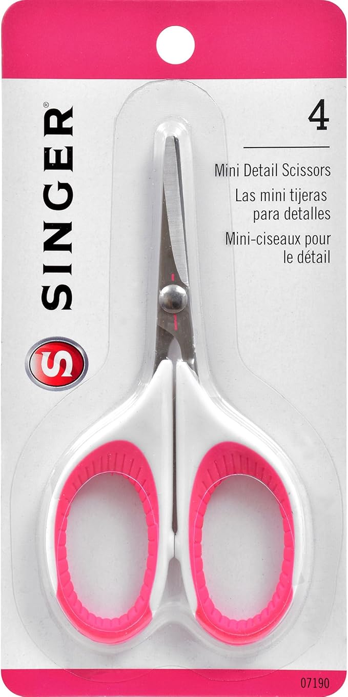 SINGER 07190 4-Inch Craft Scissors with Pink and White Comfort Grip, ,