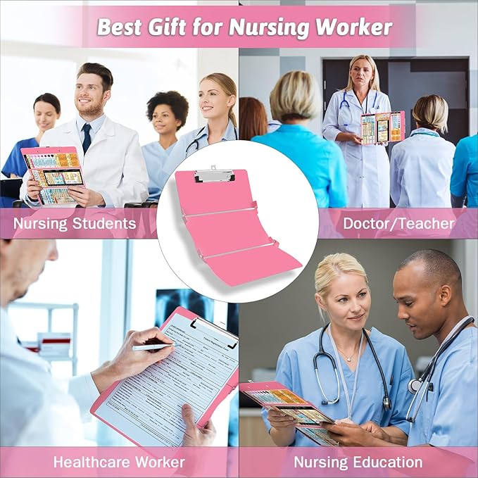 Nursing Clipboard Foldable Clipboard Medical: Edition Cheat Sheets Aluminum 3 Layers Foldable Clipboards Nursing Pocket Size Profile Clip Nurse Clipboards Notepad for Nurses Students and Doctors