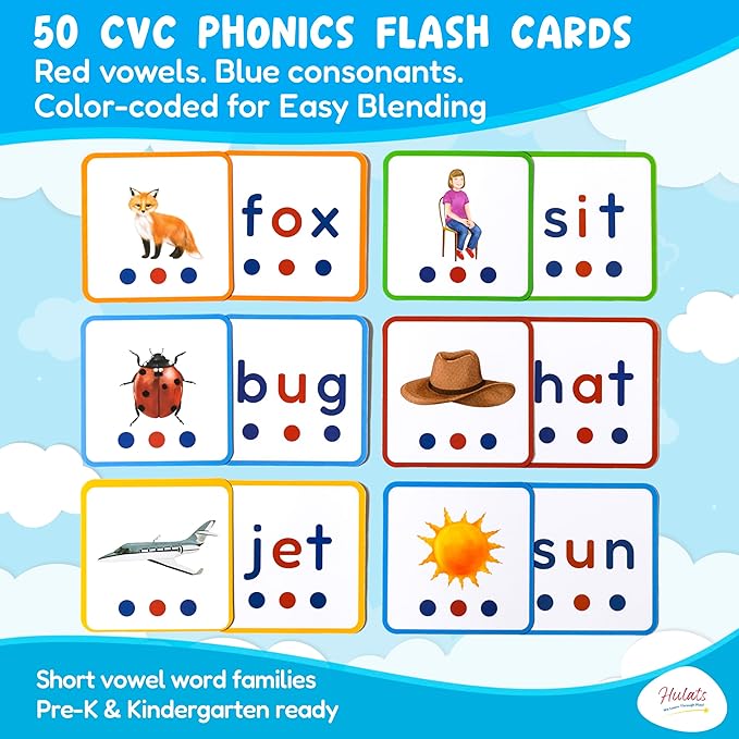 CVC Word Magic: Montessori Reading Game for Kindergarten Phonics Mastery, Learn to Read & Write 50 Sight Words for Toddlers 2-4 Years, Montessori Toy for 2+ Year Old, Letter Tracing Tiles, Flash Cards