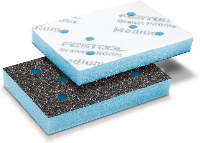 Festool 578808 Granat PRO Medium 3x4 (80x133 mm) Profile Sanding Sheets – 10 Pack | Flexible Foam Abrasive for Contours, Moldings & Curved Surfaces | Hook & Loop, 1/2" Foam Backing