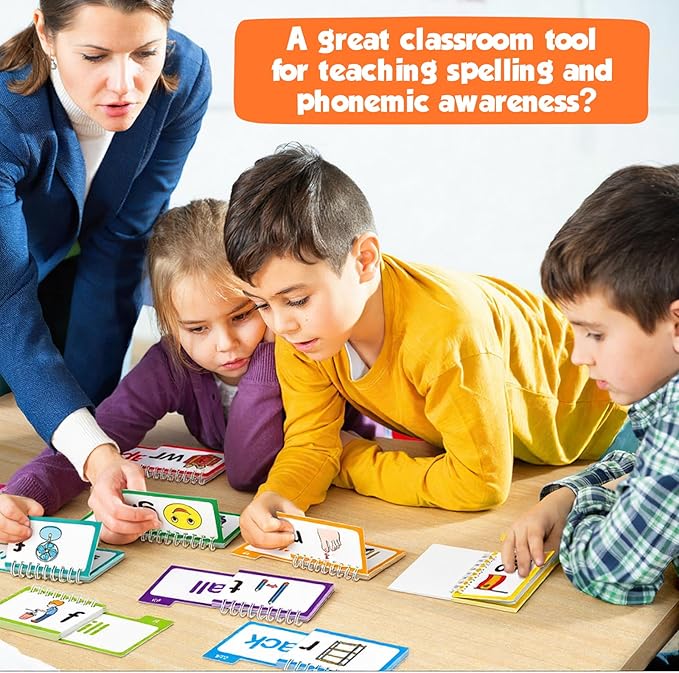 Phonics Flash Cards Word Family Build Book,Learn to Read 30 Read and Rhyme Flip Books,Sight Words Flash Cards Kindergarten Phonics Flip Books for Kids Classroom Homeschool Preschool Learning Activity
