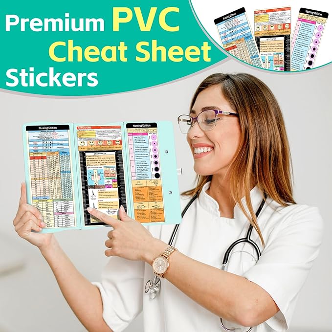 Nursing Clipboard Foldable Nurse Clipboards: Folding Medical Clipboard with Nursing Edition Cheat Sheets Pocket Size Foldable Clipboards for Nurses Clinical Clip Board for Students Doctors Green