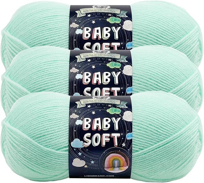Lion Brand Yarn, Baby Soft Baby Blanket Yarn for Crocheting, Knitting, and Crafts, Mint Multicolor, 3 Pack