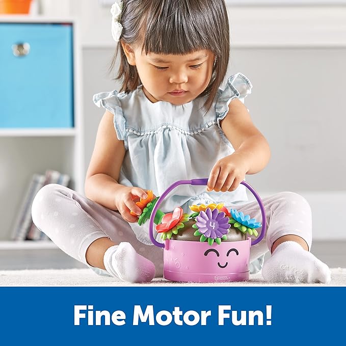Learning Resources Poppy the Count & Stack Flower Pot - 15 Pieces, Ages 18+ Months, Toddler Fine Motor and Sensory Toys, Preschool Activity, Montessori