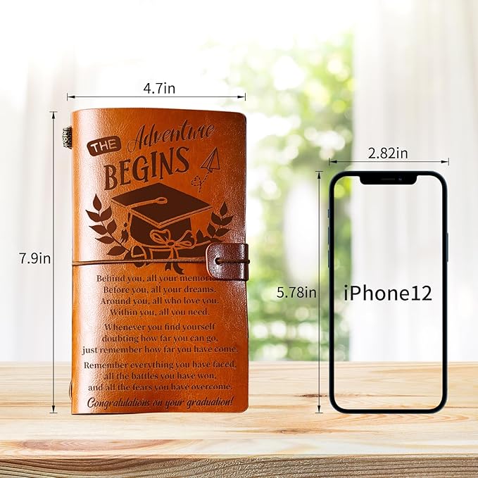 PRSTENLY Graduation Gifts Leather Journal, Graduation Gifts for Her Him 140 Page Refillable Journal, 2025 High School College Masters Degree Phd Nurse Graduation Gift Ideas for Women Men