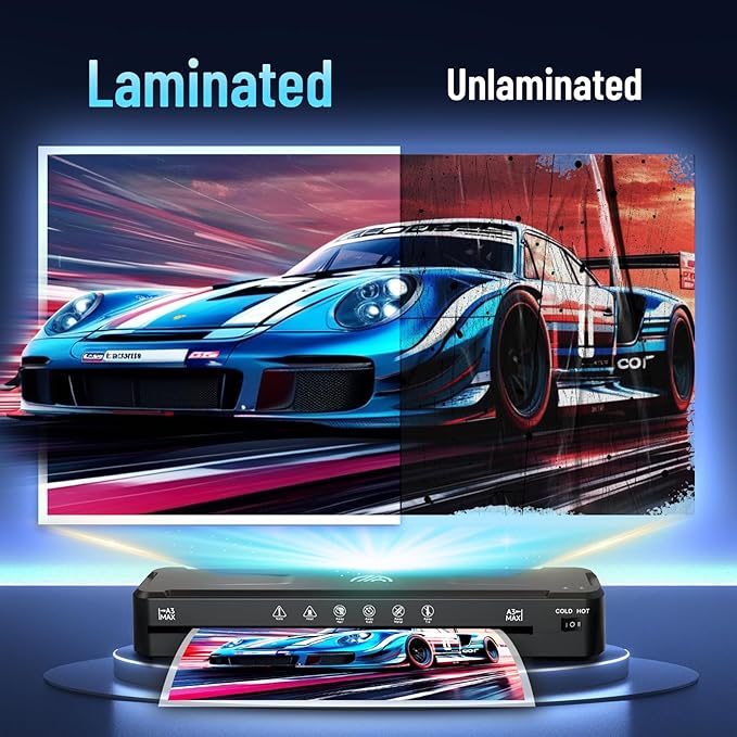 13 Inch Laminator Machine with 50 Laminating Sheets, Fast Warm-Up No Jam A3 Laminator, 11x17 Cold & Thermal Laminating Machine for Home School Office