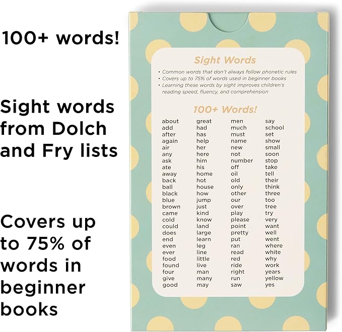Award-Winning Kindergarten Sight Words Flash Cards – 100+ Dolch & Fry High-Frequency Words – Fun Learning for Ages 4–7 – Preschool, Homeschool & Classroom