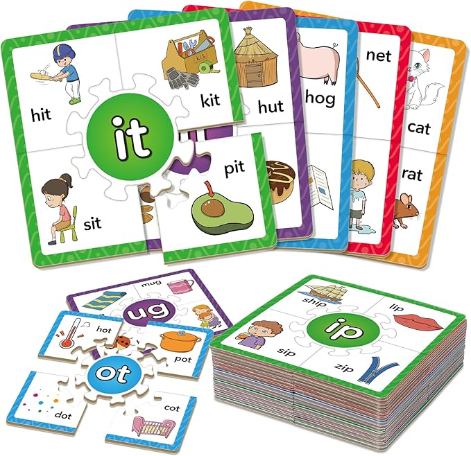 Phonics Puzzle Games, Spelling Games, Phonics Flash Cards, Sight Word Flash Cards for Toddlers, Learning Educational Toys, Kids Preschool Learning Activities, Homeschool Supplies, Learn to Read