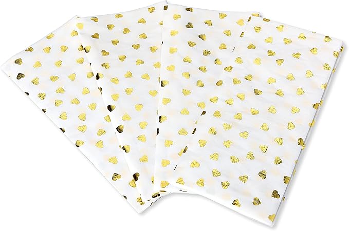 Papyrus Gold Foil Hearts Valentines Day Tissue Paper (4-Sheets)