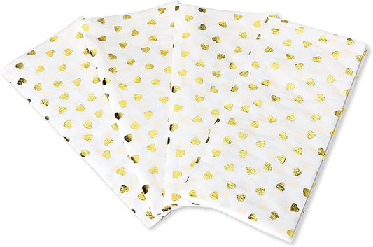 Papyrus Gold Foil Hearts Valentines Day Tissue Paper (4-Sheets)