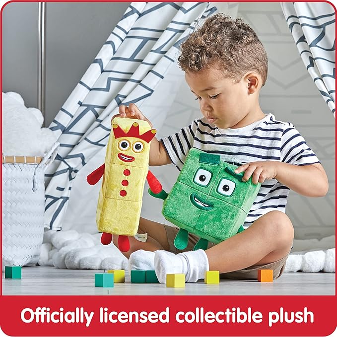 hand2mind Numberblocks Three & Four Playful Pals, Plush Figure Toys, Numbers for Toddlers, Preschool Math Learning Toys, Stuffed Animal Plushies, Counting Blocks, Soft Stuffies, Kids Birthday Gifts